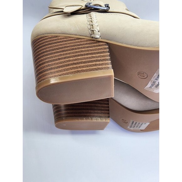 Mia Clement Womens Western Bootie Size 10M Tan Stacked Heel Rustic Slip-On - Picture 13 of 15